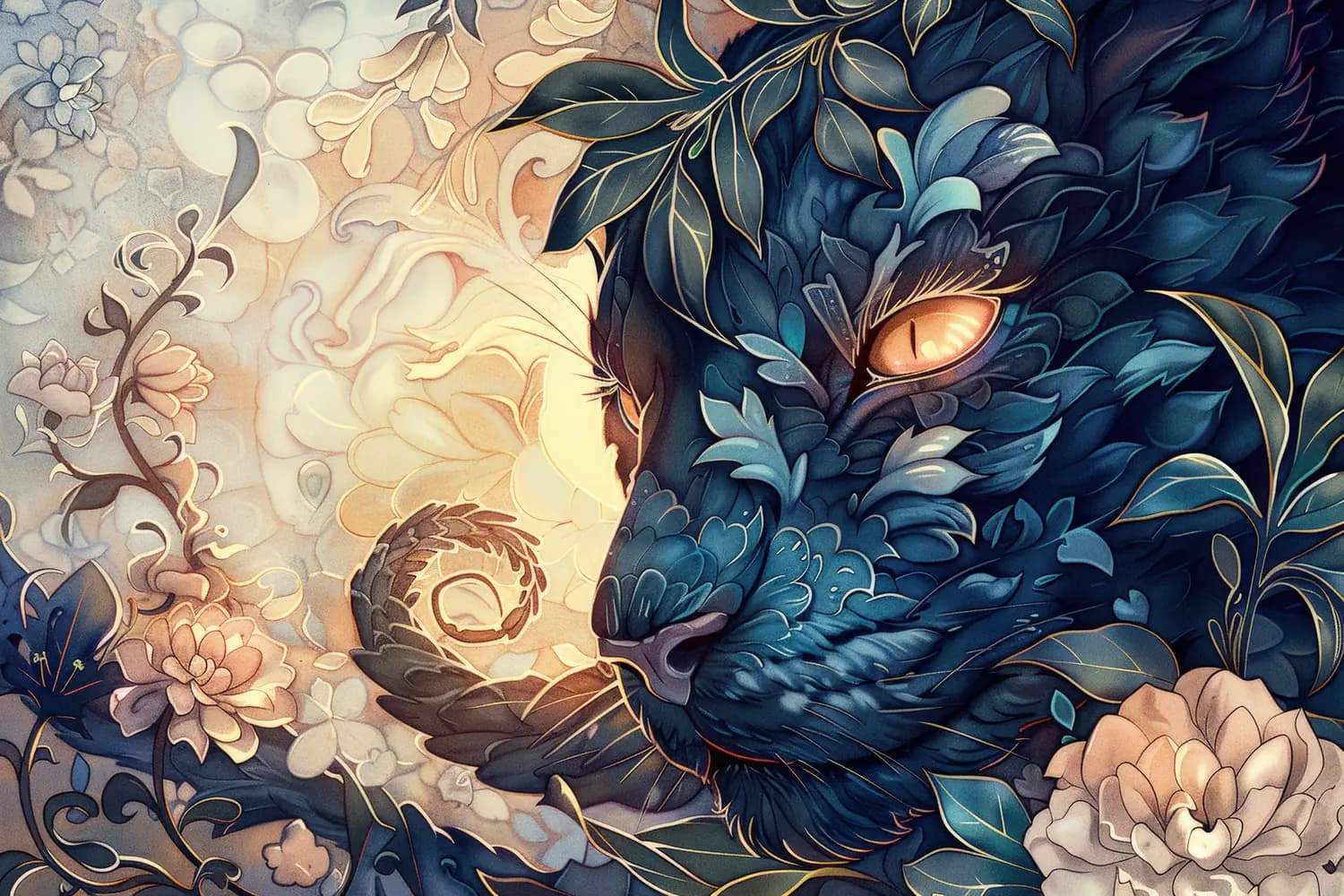 Le Chat des Feuilles aux Yeux d'Ambre
