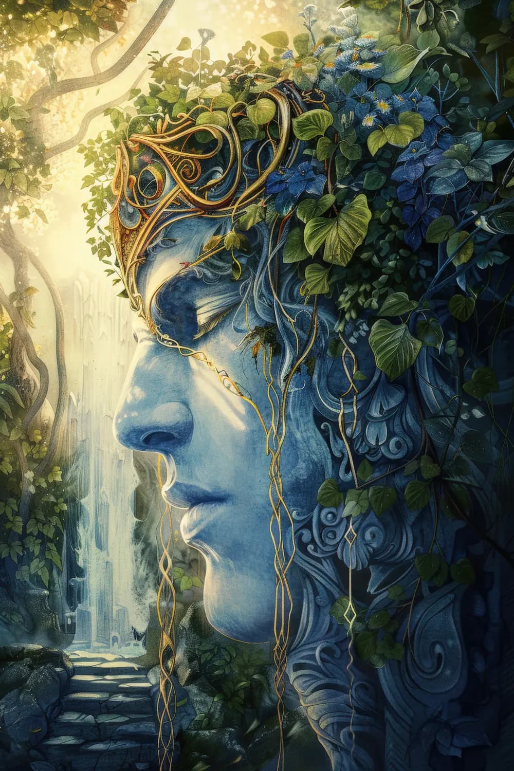 La Gardienne de Pierre aux Fleurs Bleues
