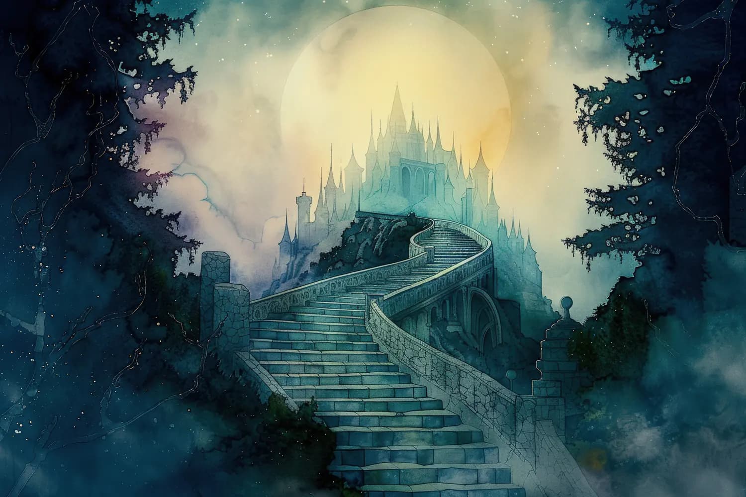 L'Escalier de Pierre Vers le Château Enchanté