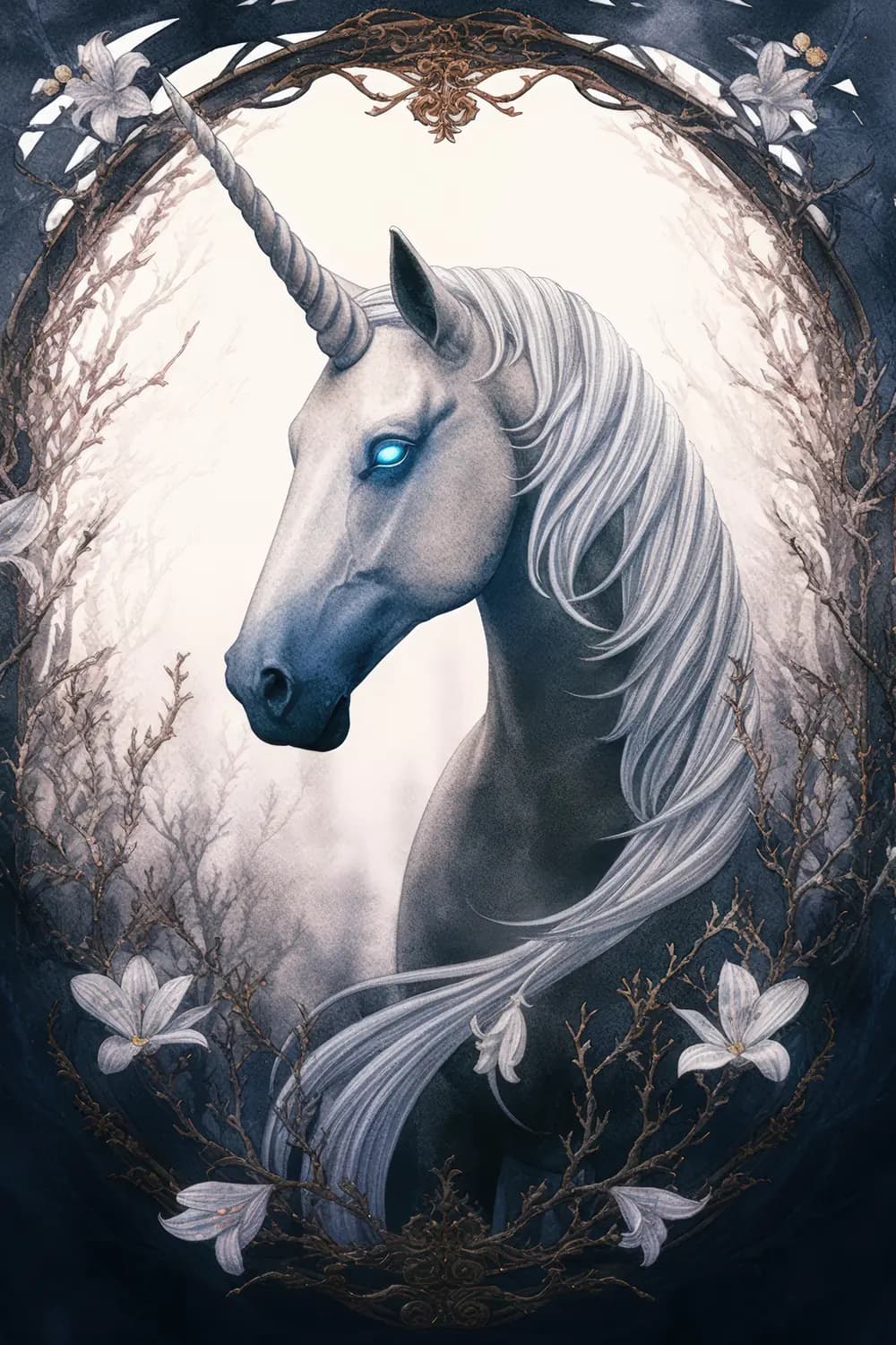 La Licorne aux Yeux de Lumière Céleste
