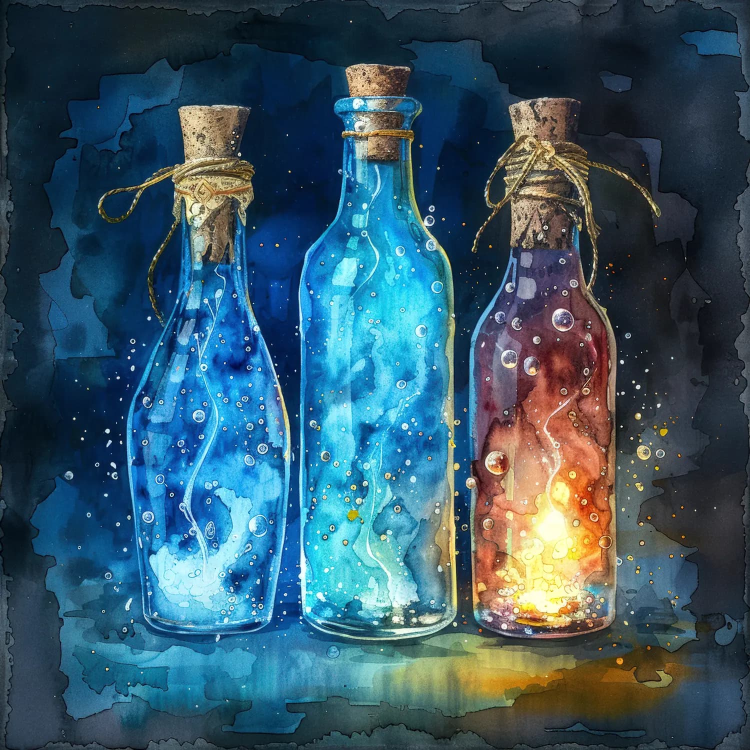 Trois Fioles Magiques aux Lueurs Enchanteresses