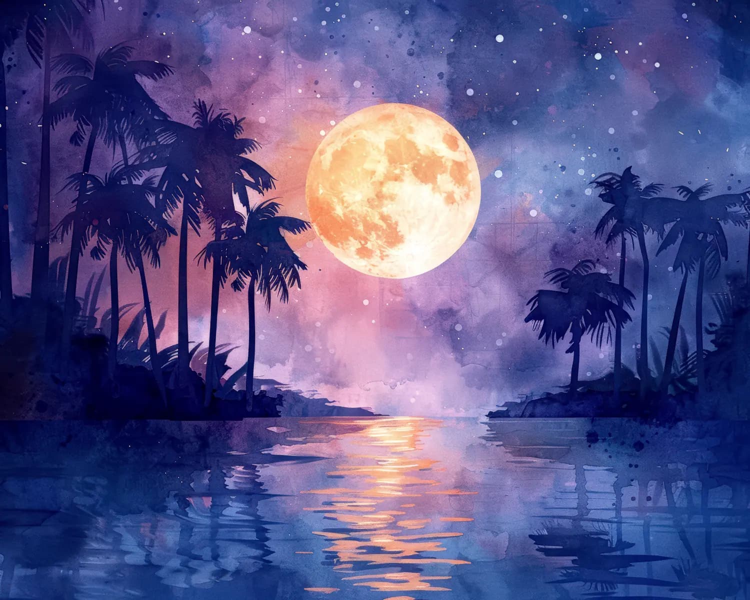 Pleine Lune Tropicale sur les Eaux Nocturnes
