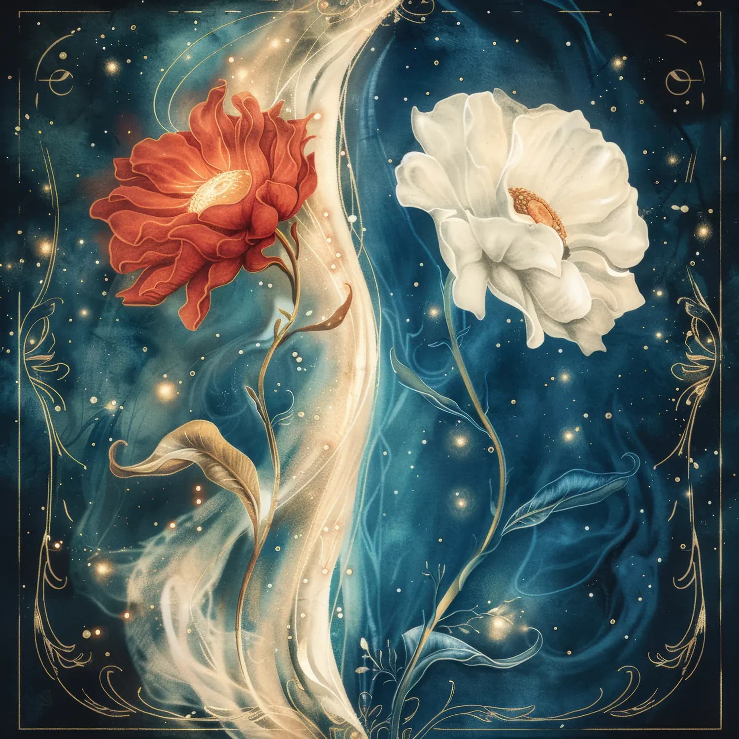 Deux Fleurs dans la Nuit Céleste