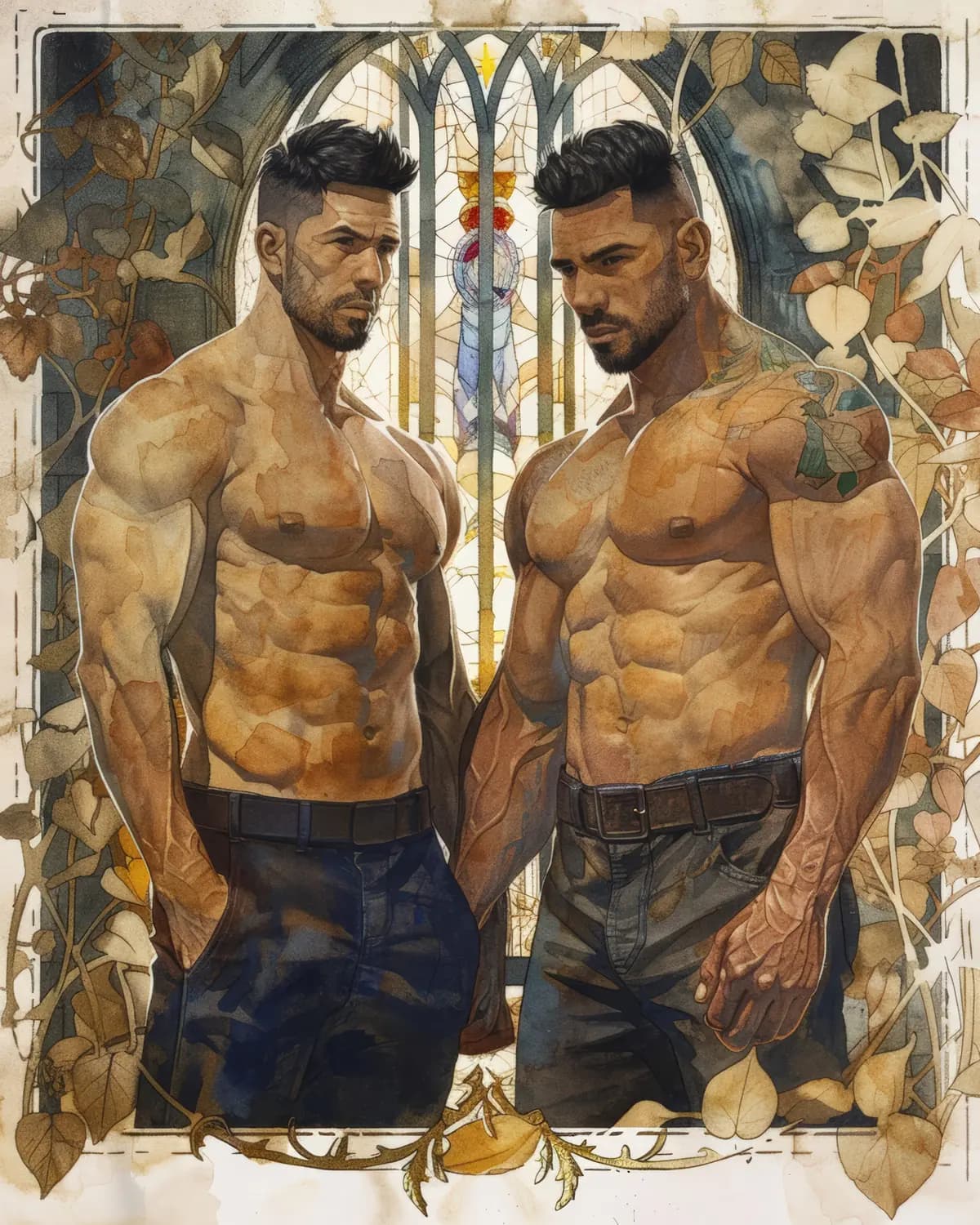 Deux Guerriers au Vitrail Sacré