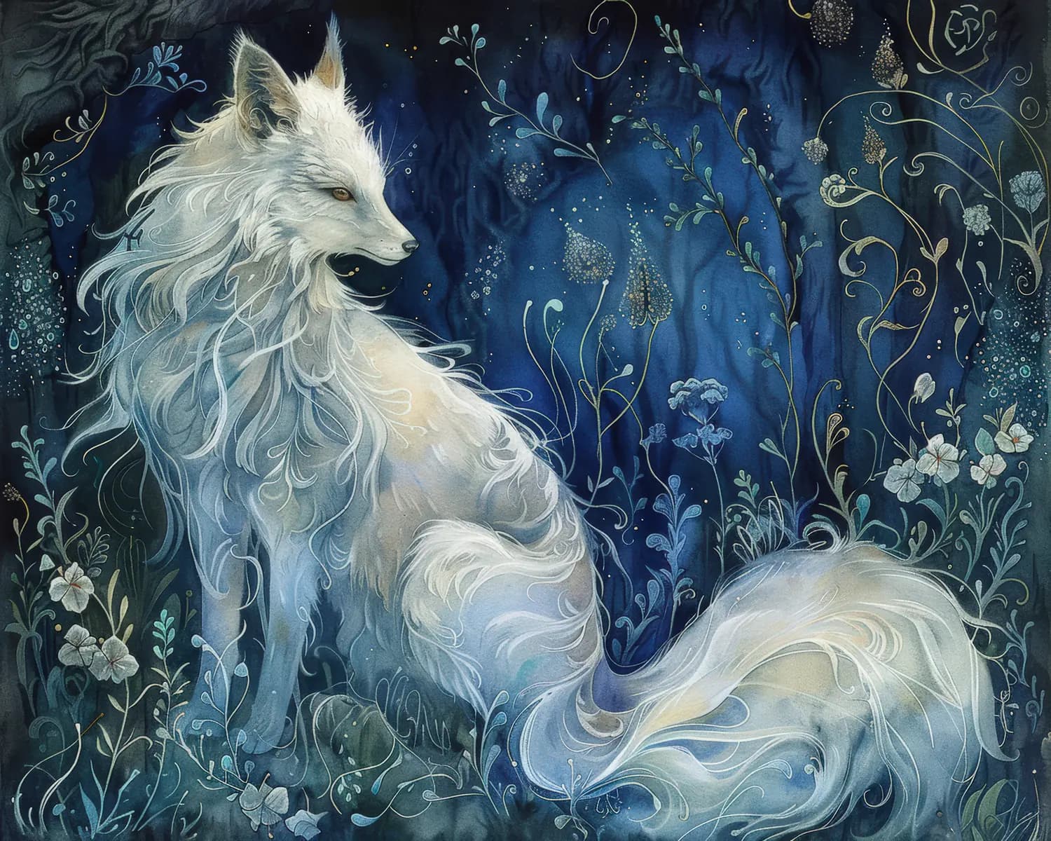 Le Renard Blanc dans la Forêt Enchantée