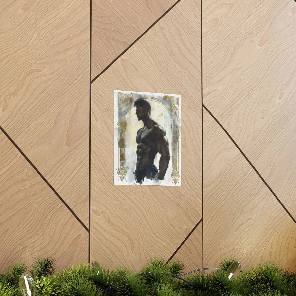 Stoic Warrior Beneath the Golden Arch - Matte Vertical Posters mockup angle 5