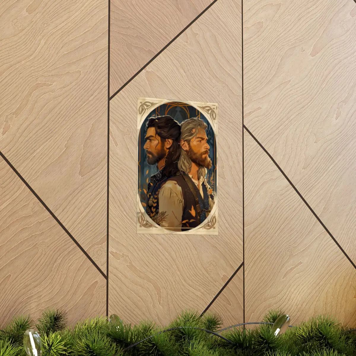 Two Warriors Back to Back, Epic Portrait - Matte Vertical Posters mockup angle 5
