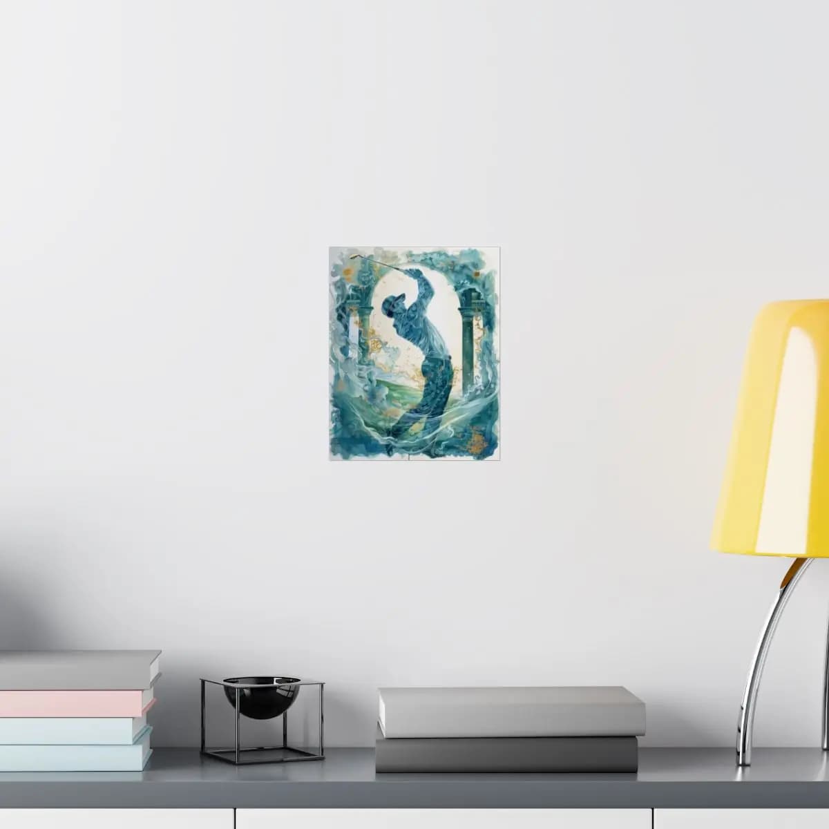 The Golfer's Swing Between Columns and Mist - Matte Vertical Posters mockup angle 8