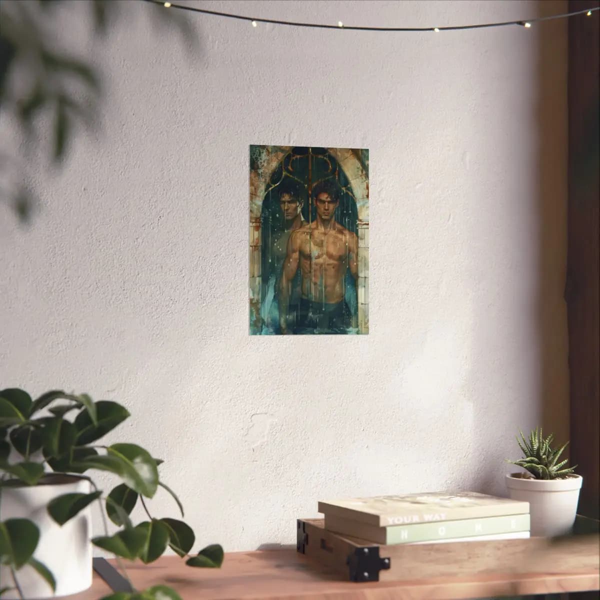 Twin Figures Beneath a Dripping Gothic Arch - Matte Vertical Posters mockup angle 6