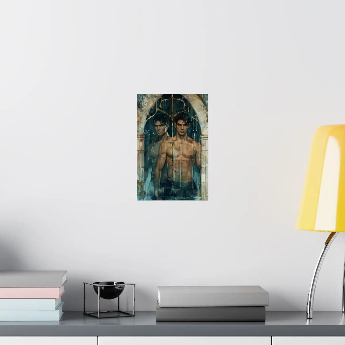 Twin Figures Beneath a Dripping Gothic Arch - Matte Vertical Posters mockup angle 8