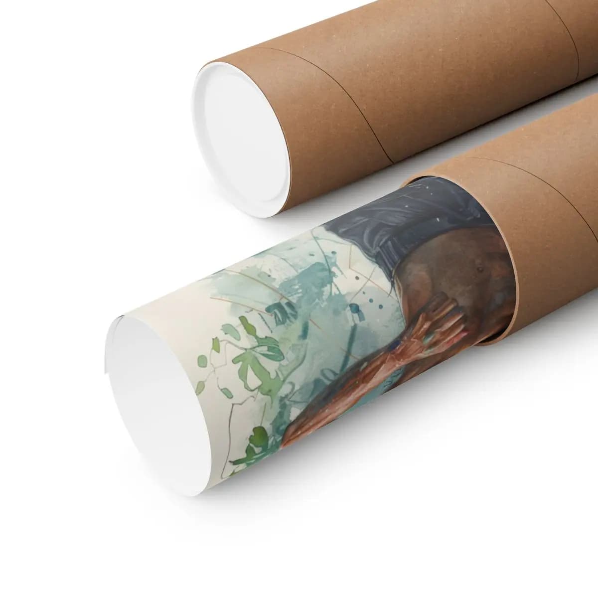 Athletic Runner Surging Forward in Watercolor - Matte Vertical Posters mockup angle 3