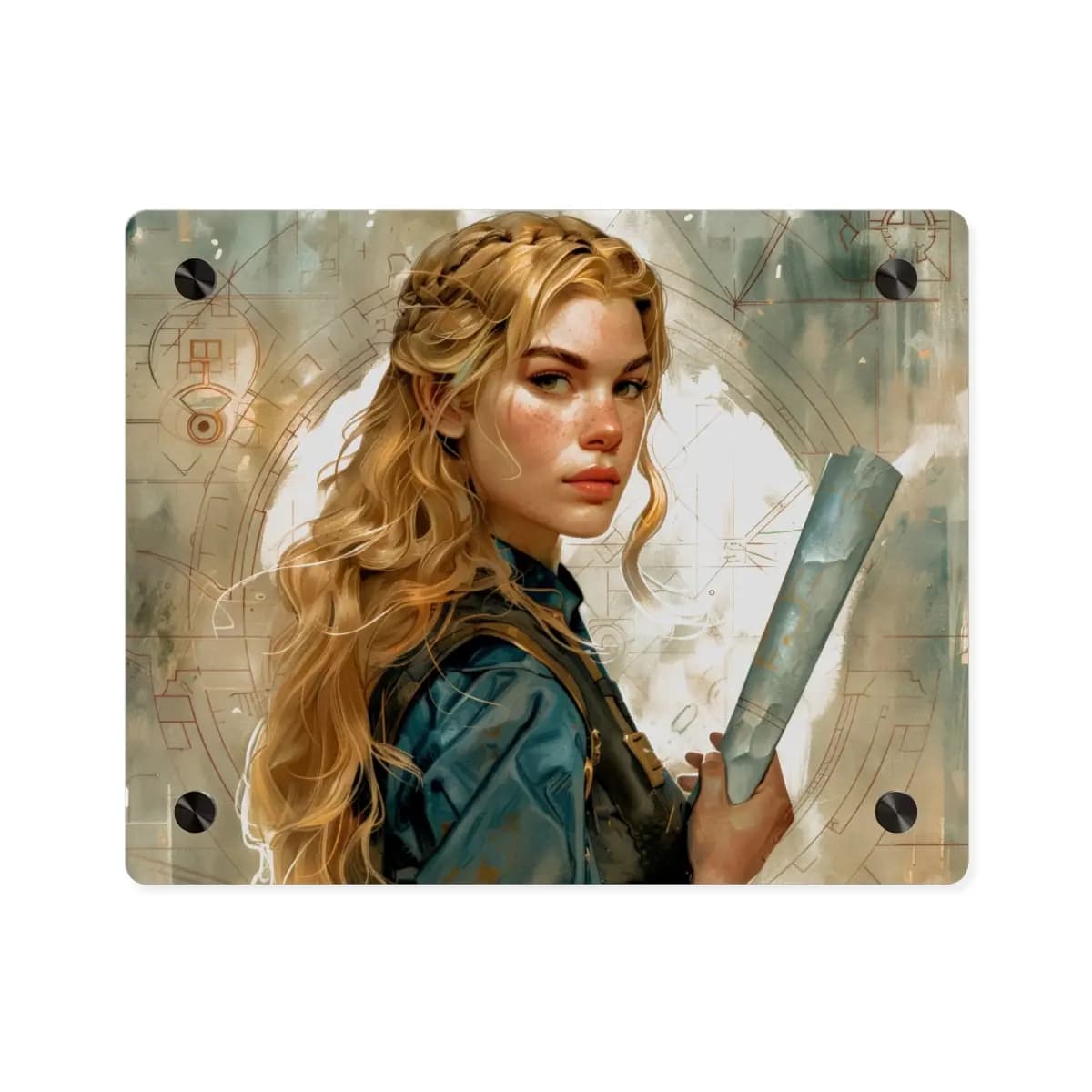 The Blueprint Engineer in the Hall of Schematics - Acrylic Wall Art Panels mockup angle 1