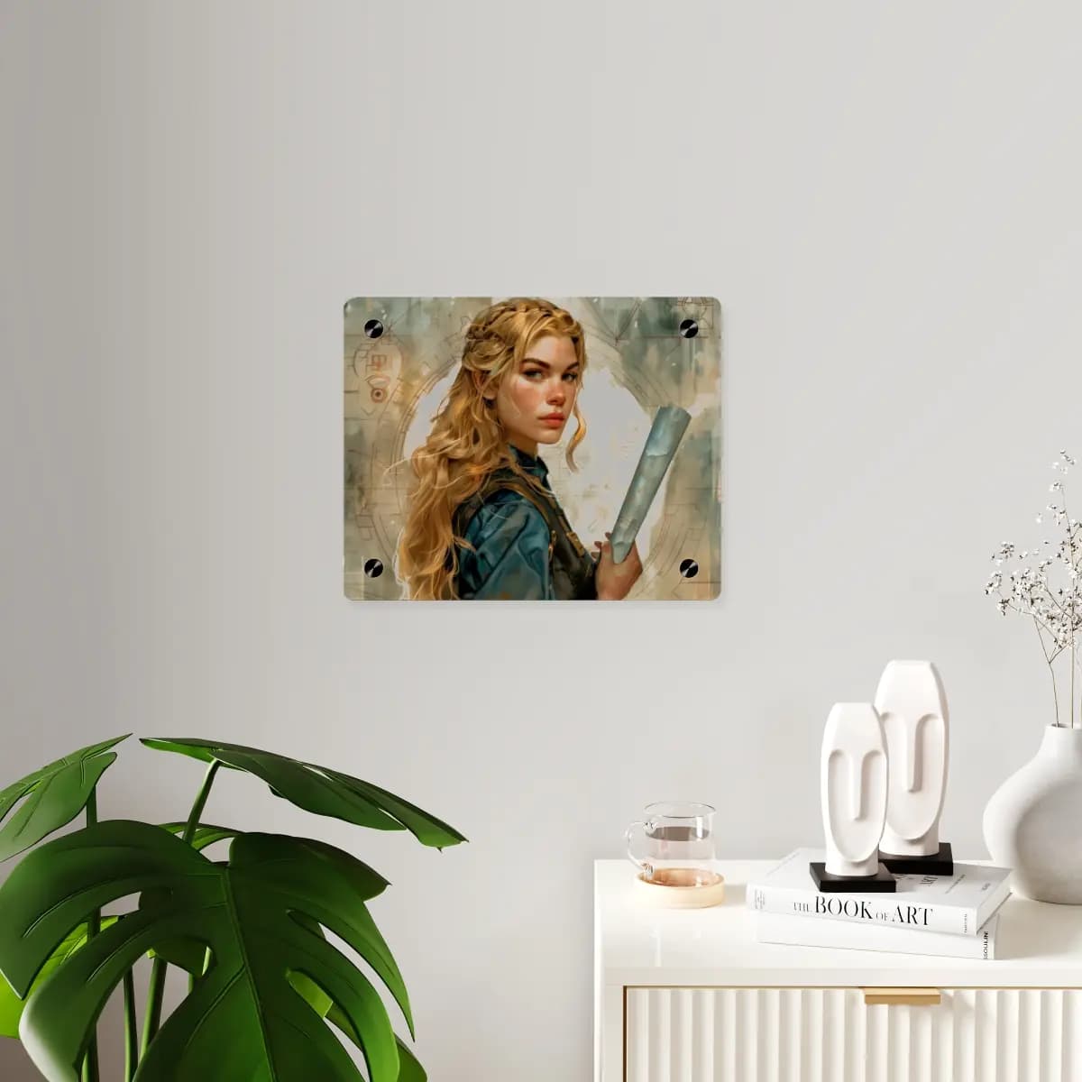 The Blueprint Engineer in the Hall of Schematics - Acrylic Wall Art Panels mockup angle 3