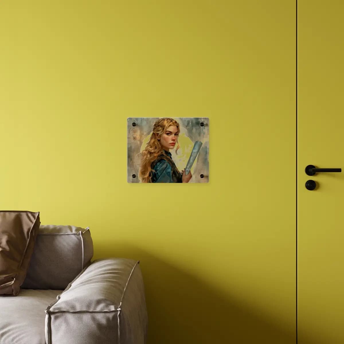 The Blueprint Engineer in the Hall of Schematics - Acrylic Wall Art Panels mockup angle 4