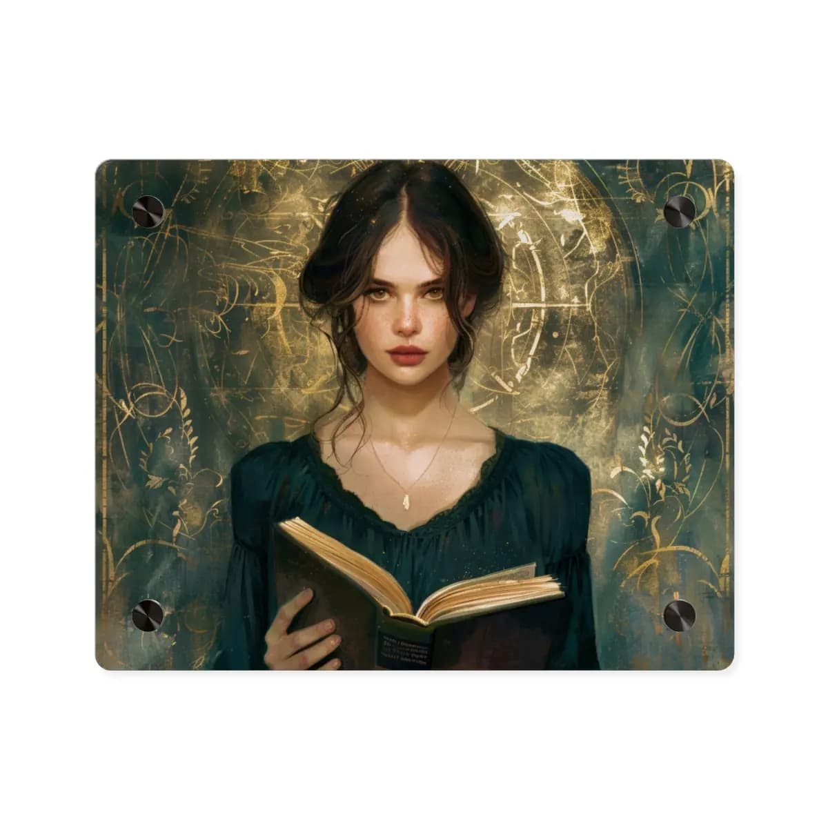The Keeper of the Arcane Book - Acrylic Wall Art Panels mockup angle 1