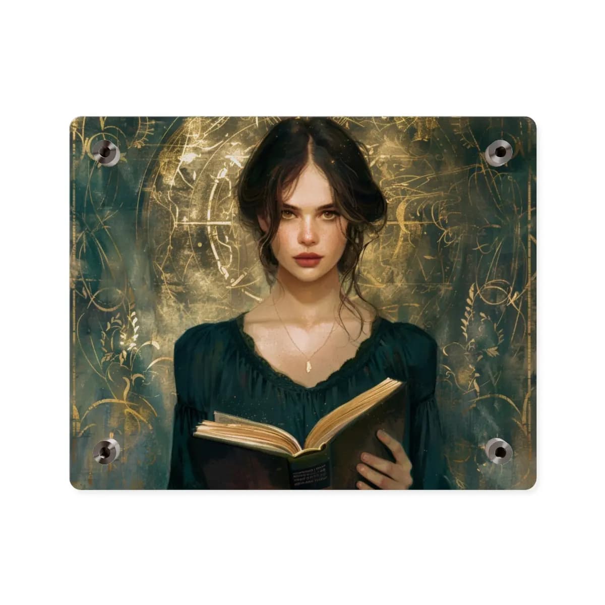 The Keeper of the Arcane Book - Acrylic Wall Art Panels mockup angle 2