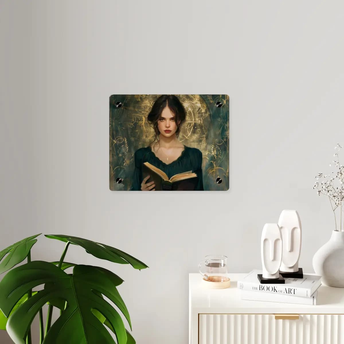 The Keeper of the Arcane Book - Acrylic Wall Art Panels mockup angle 3
