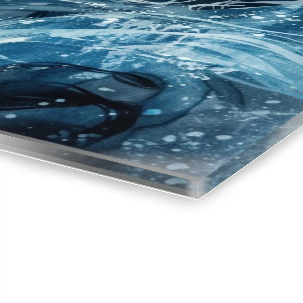 White-Haired Water Queen Amid Swirling Waves - Acrylic Prints (French Cleat Hanging) mockup angle 3