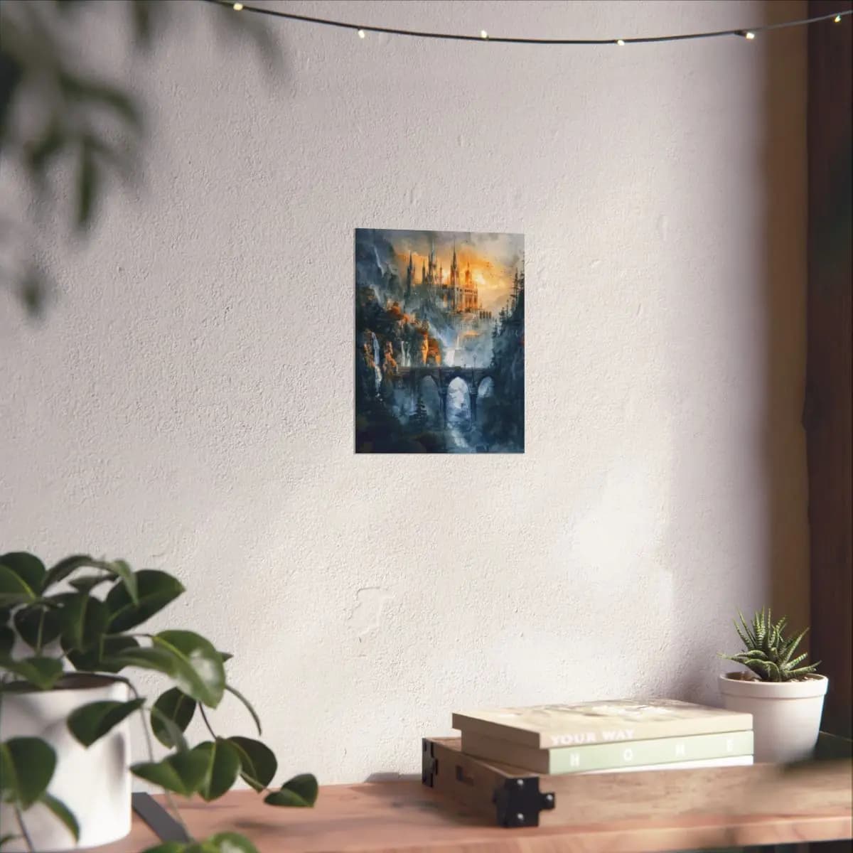 The Gothic Castle at the Golden Dusk - Matte Vertical Posters mockup angle 6