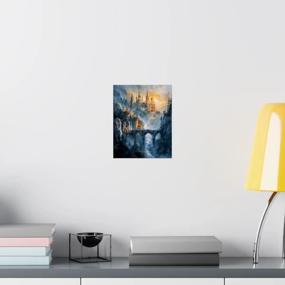 The Gothic Castle at the Golden Dusk - Matte Vertical Posters mockup angle 8