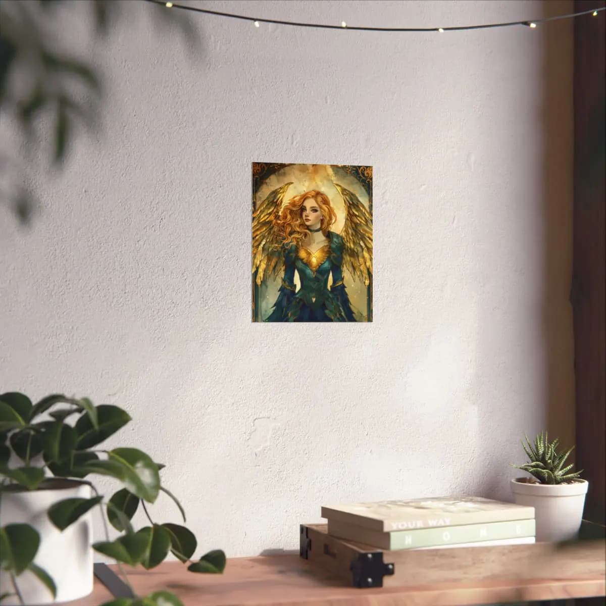 The Golden-Winged Angel Warrior - Matte Vertical Posters mockup angle 6