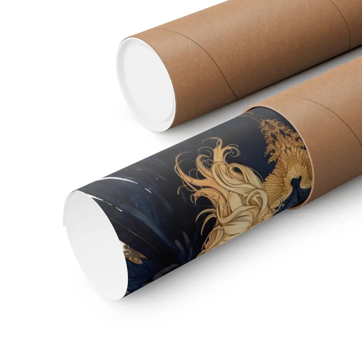Dark-Winged Golden Angel Warrior - Matte Vertical Posters mockup angle 3