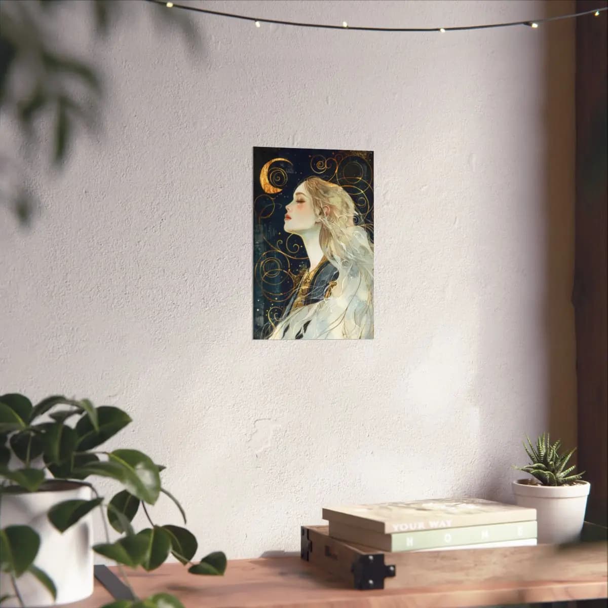 The Moon Goddess of Golden Arabesques - Matte Vertical Posters mockup angle 6