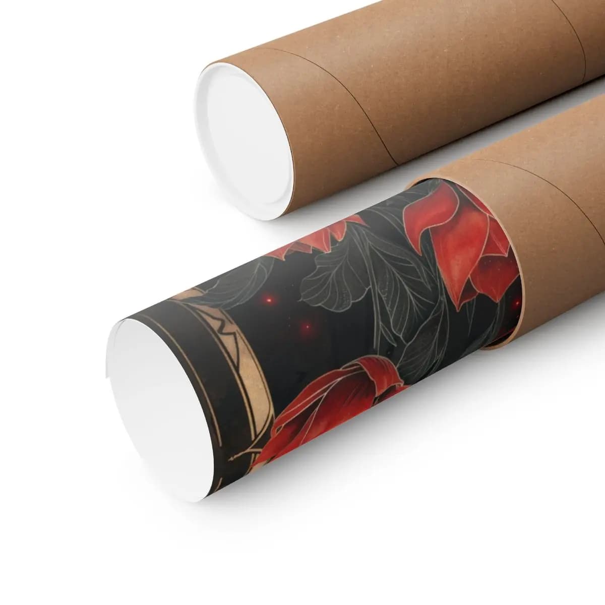 Scarlet Tulips Blooming Against the Night - Matte Vertical Posters mockup angle 3