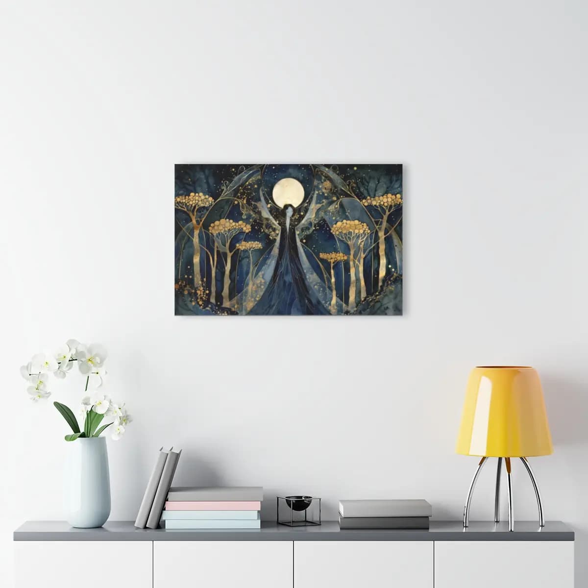 Moon Fairy in the Golden Night Forest - Acrylic Prints (French Cleat Hanging) mockup angle 4