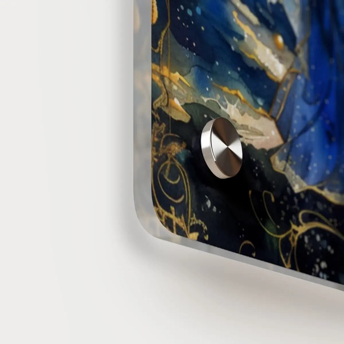 Three Celestial Figures Beneath the Blue Moon - Acrylic Wall Art Panels mockup angle 5