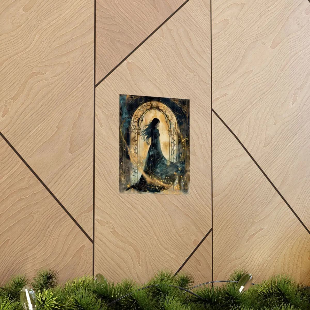 Celestial Silhouette at the Golden Archway - Matte Vertical Posters mockup angle 5