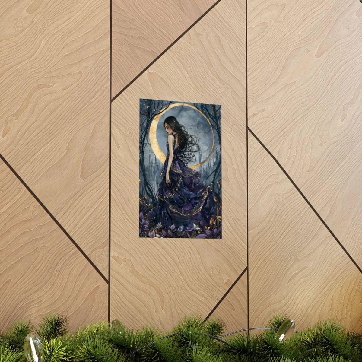 Celestial Dancer Beneath the Golden Crescent - Matte Vertical Posters mockup angle 5