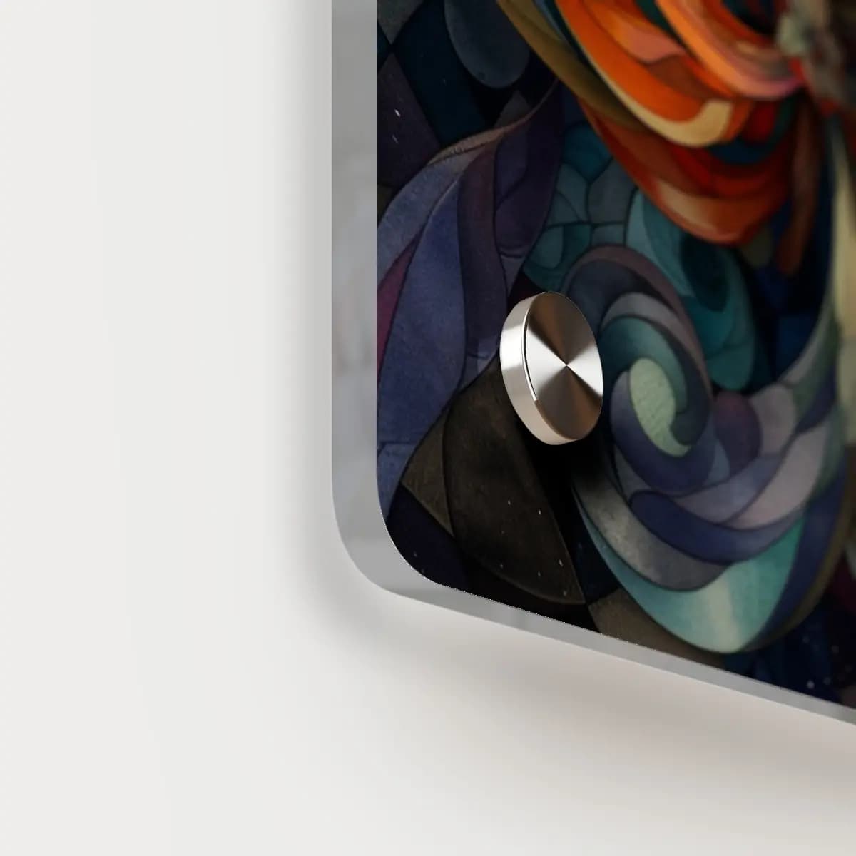 Cosmic Swirl of Petals and Ornamental Scrolls - Acrylic Wall Art Panels mockup angle 5