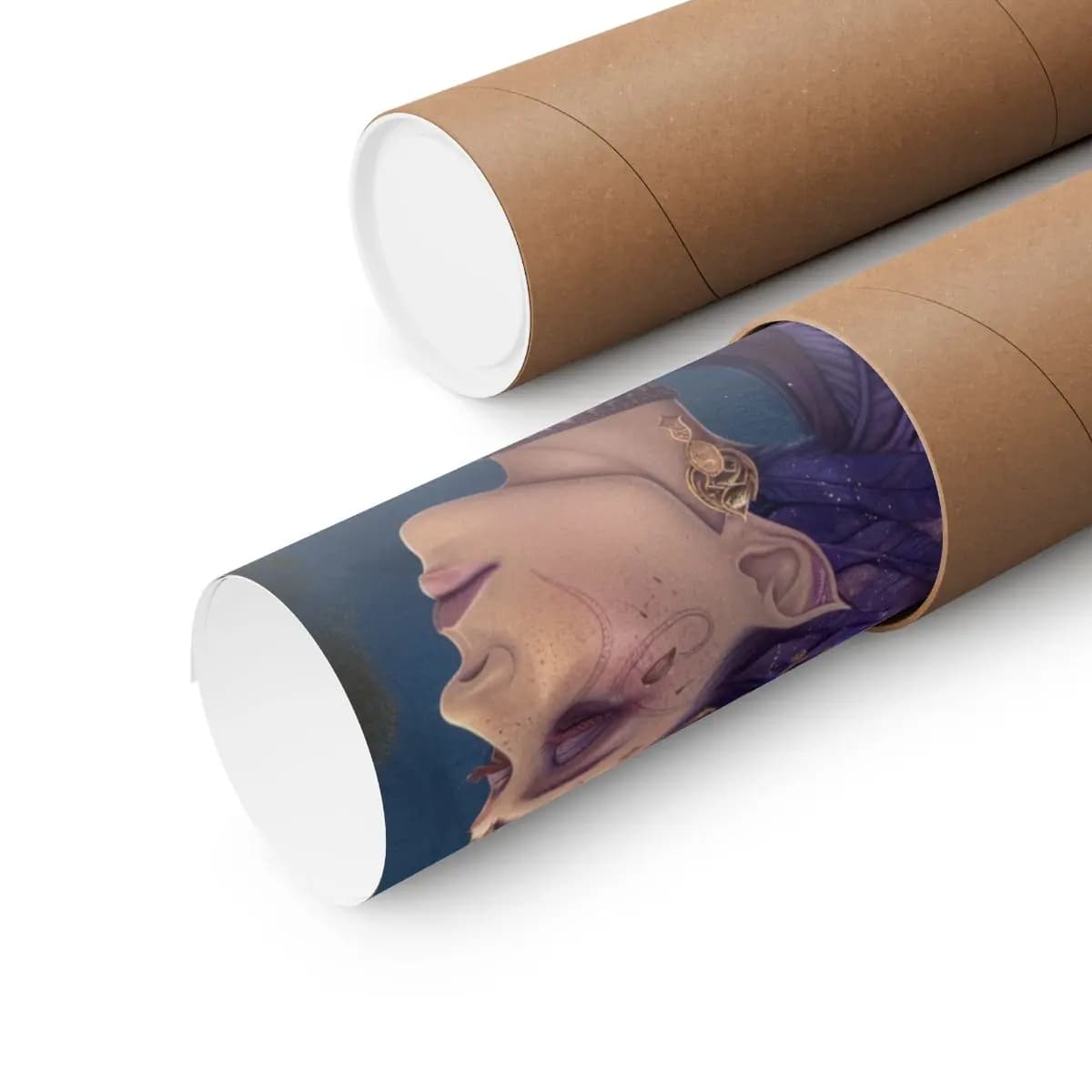 The Queen of Violet Feathers and Gold - Matte Vertical Posters mockup angle 3