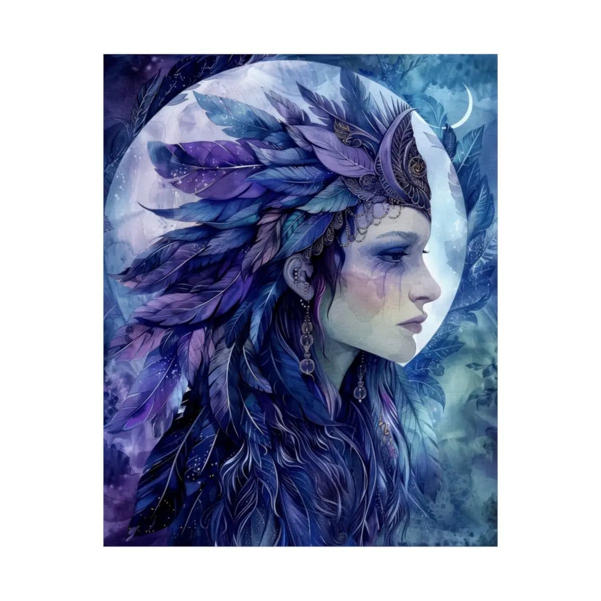 Indigo Moon Priestess of Feathers - Matte Vertical Posters mockup angle 2