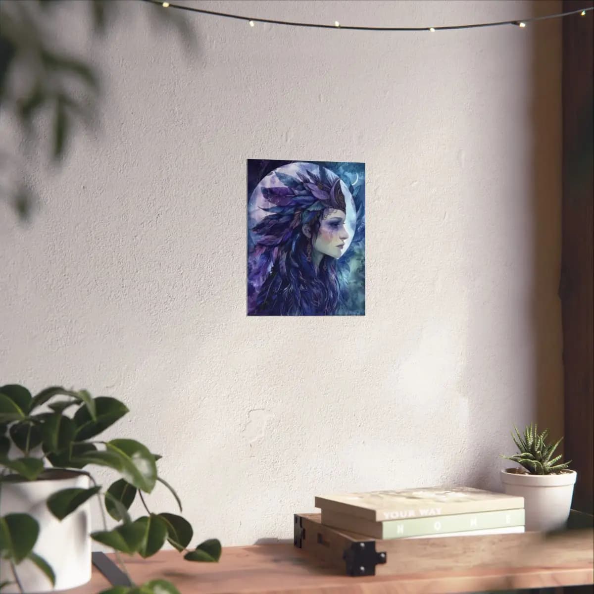Indigo Moon Priestess of Feathers - Matte Vertical Posters mockup angle 6