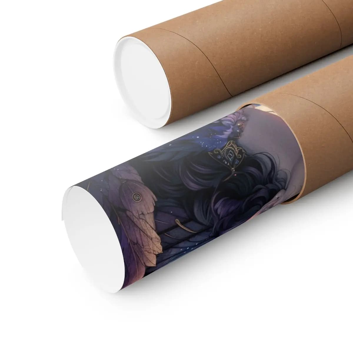Moon Elf with Violet Feather Crown - Matte Vertical Posters mockup angle 3