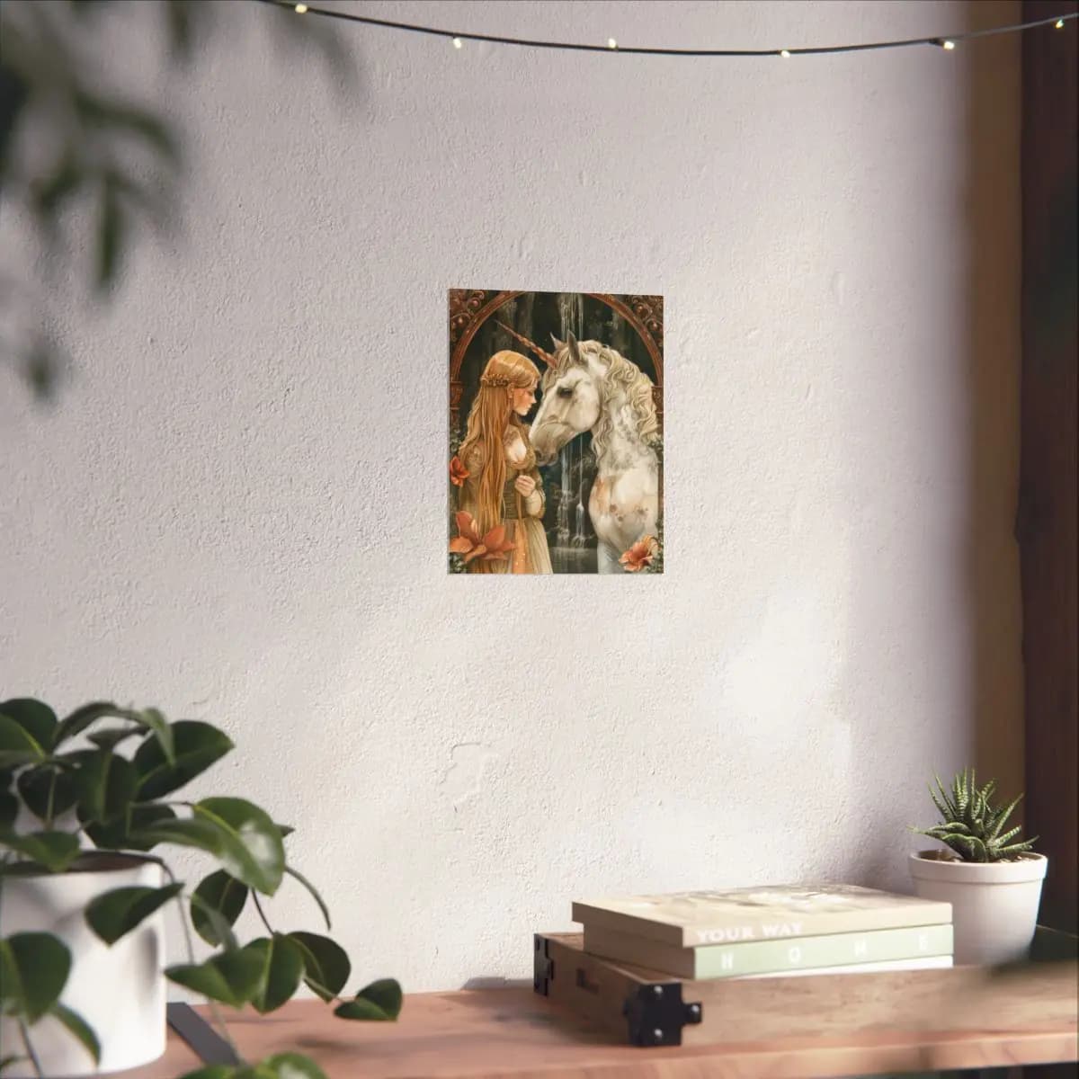The Princess and the Unicorn at the Secret Shrine - Matte Vertical Posters mockup angle 6