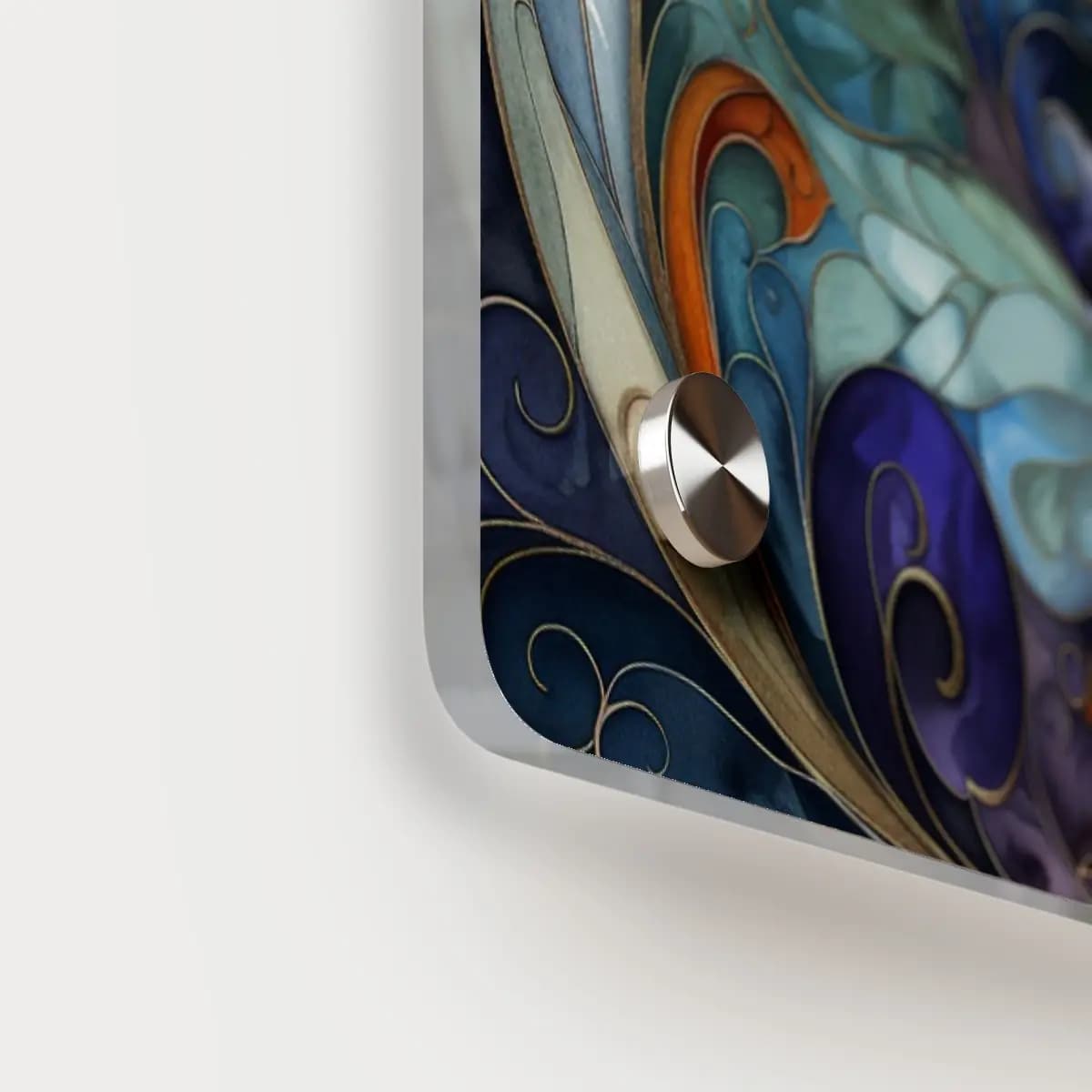Enchanted Stained Glass Floral Swirls - Acrylic Wall Art Panels mockup angle 5