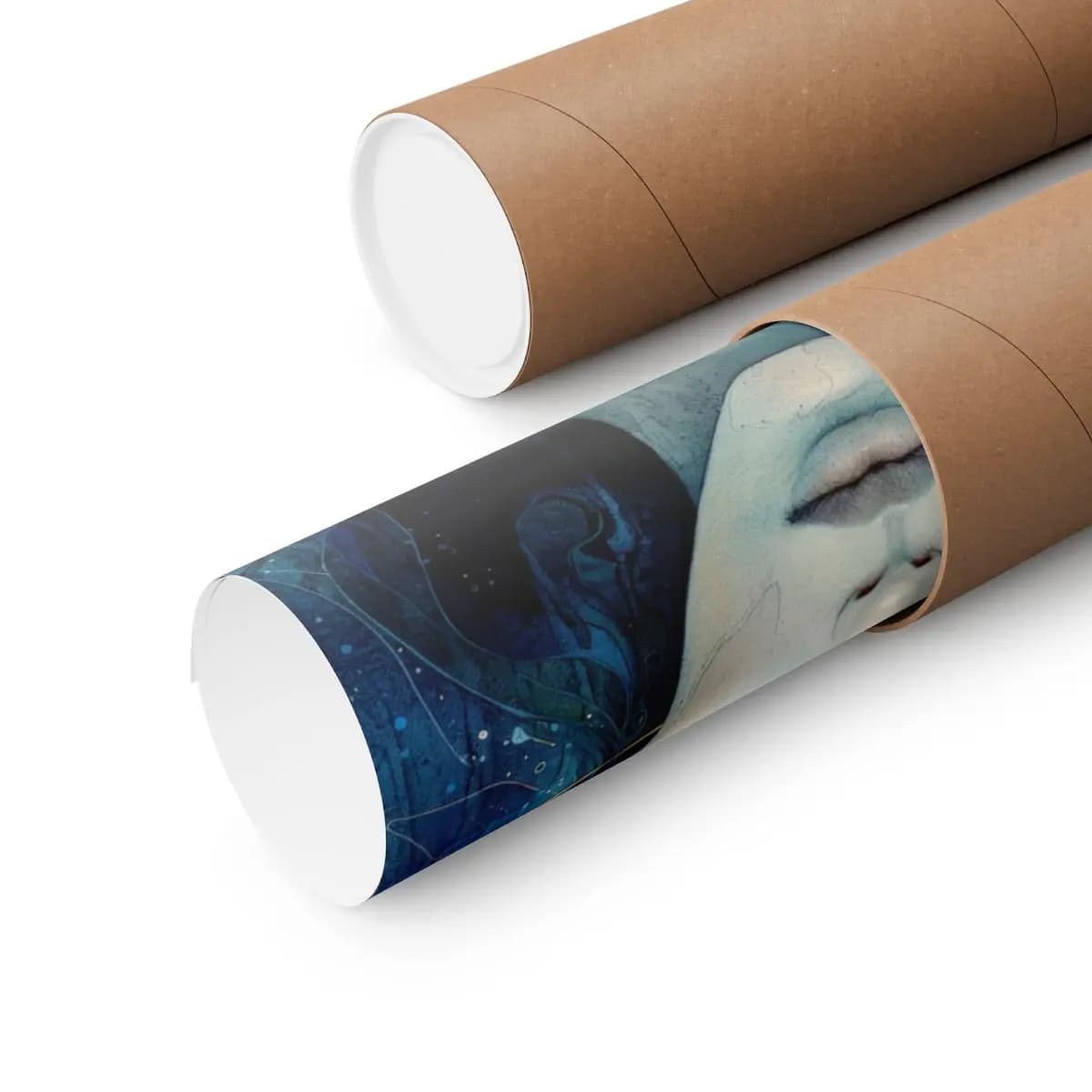 Deep Water Goddess with Ice-Blue Eyes - Matte Vertical Posters mockup angle 3