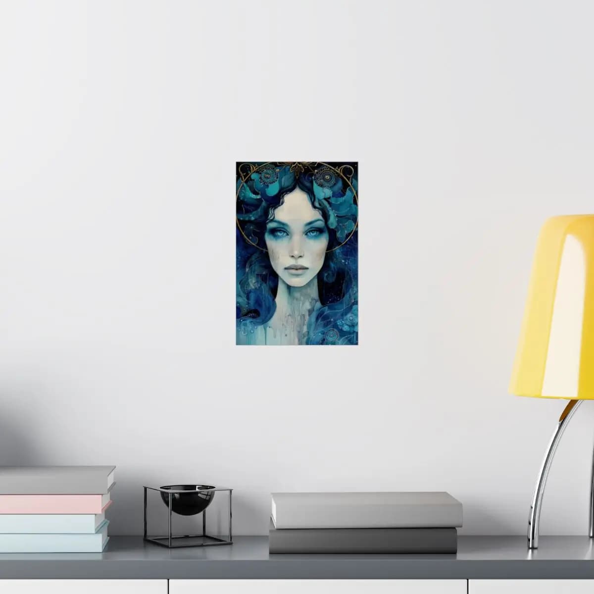 Deep Water Goddess with Ice-Blue Eyes - Matte Vertical Posters mockup angle 8