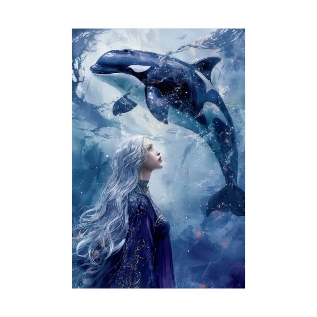 The Celestial Orca and the Silver Queen - Matte Vertical Posters mockup angle 2