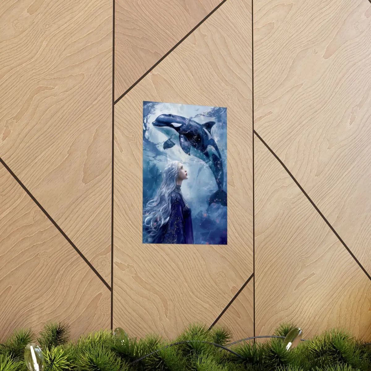 The Celestial Orca and the Silver Queen - Matte Vertical Posters mockup angle 5