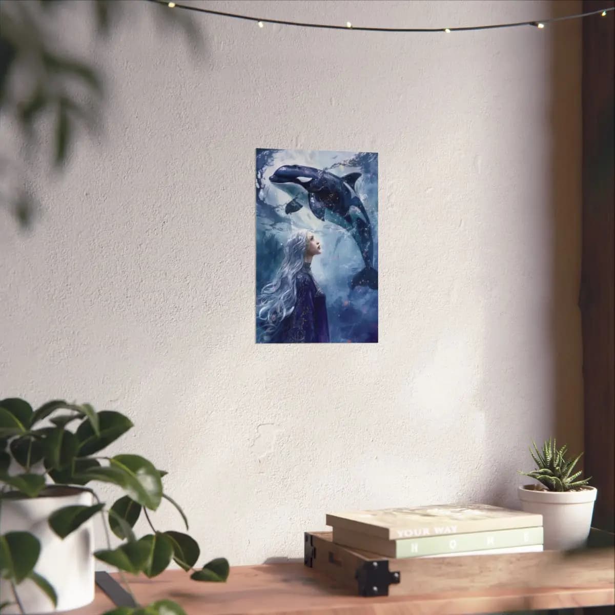 The Celestial Orca and the Silver Queen - Matte Vertical Posters mockup angle 6