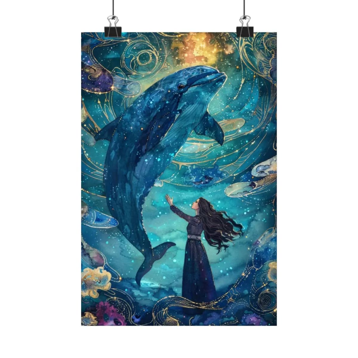 The Girl and the Starlit Whale - Matte Vertical Posters mockup angle 1
