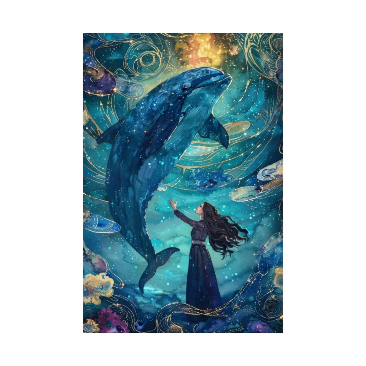 The Girl and the Starlit Whale - Matte Vertical Posters mockup angle 2