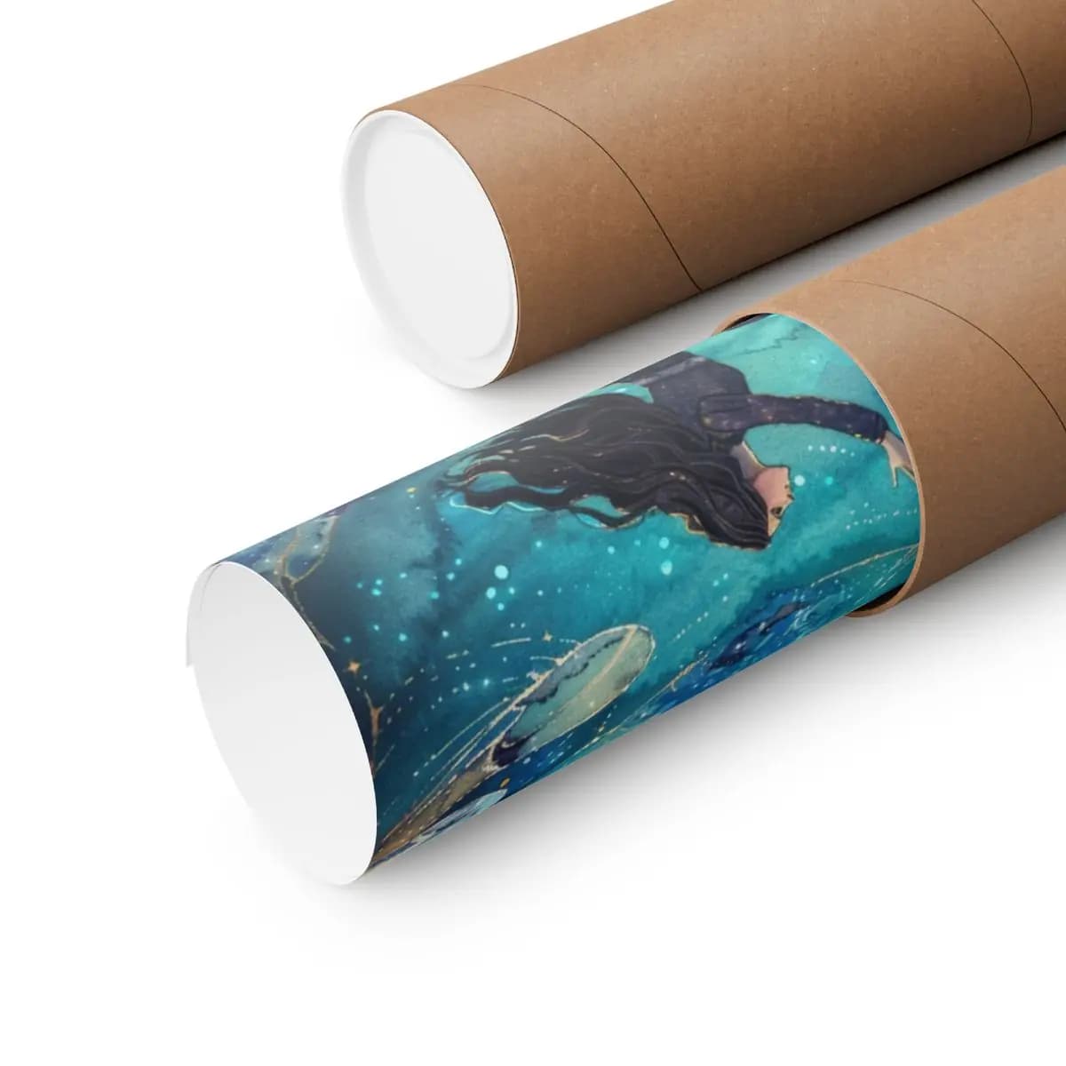 The Girl and the Starlit Whale - Matte Vertical Posters mockup angle 3