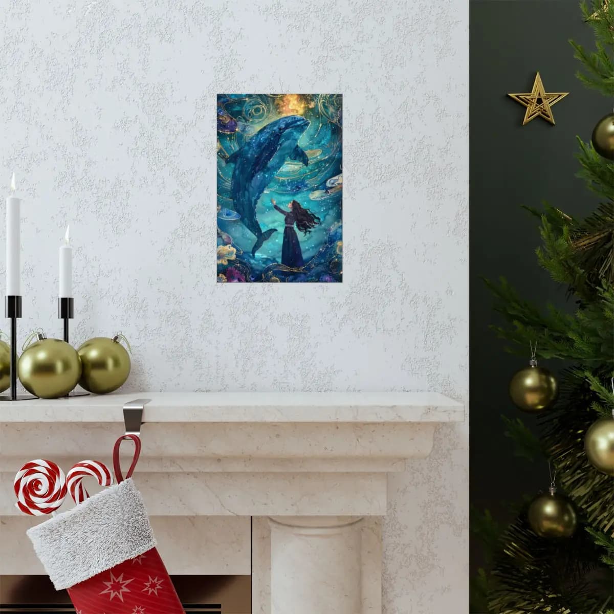 The Girl and the Starlit Whale - Matte Vertical Posters mockup angle 7