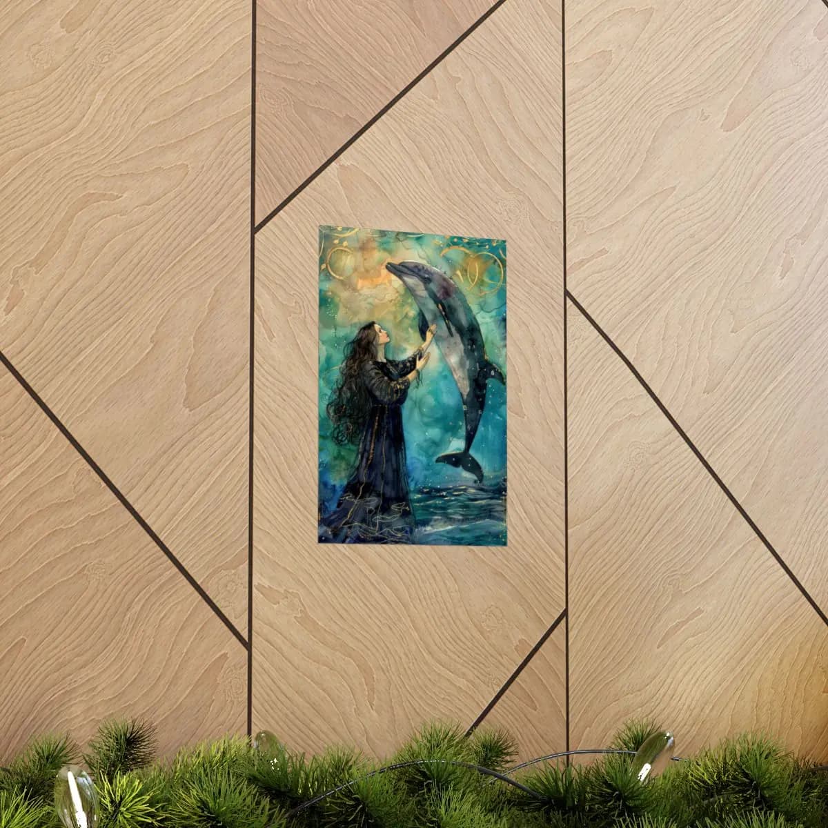 The Priestess and the Celestial Dolphin - Matte Vertical Posters mockup angle 5