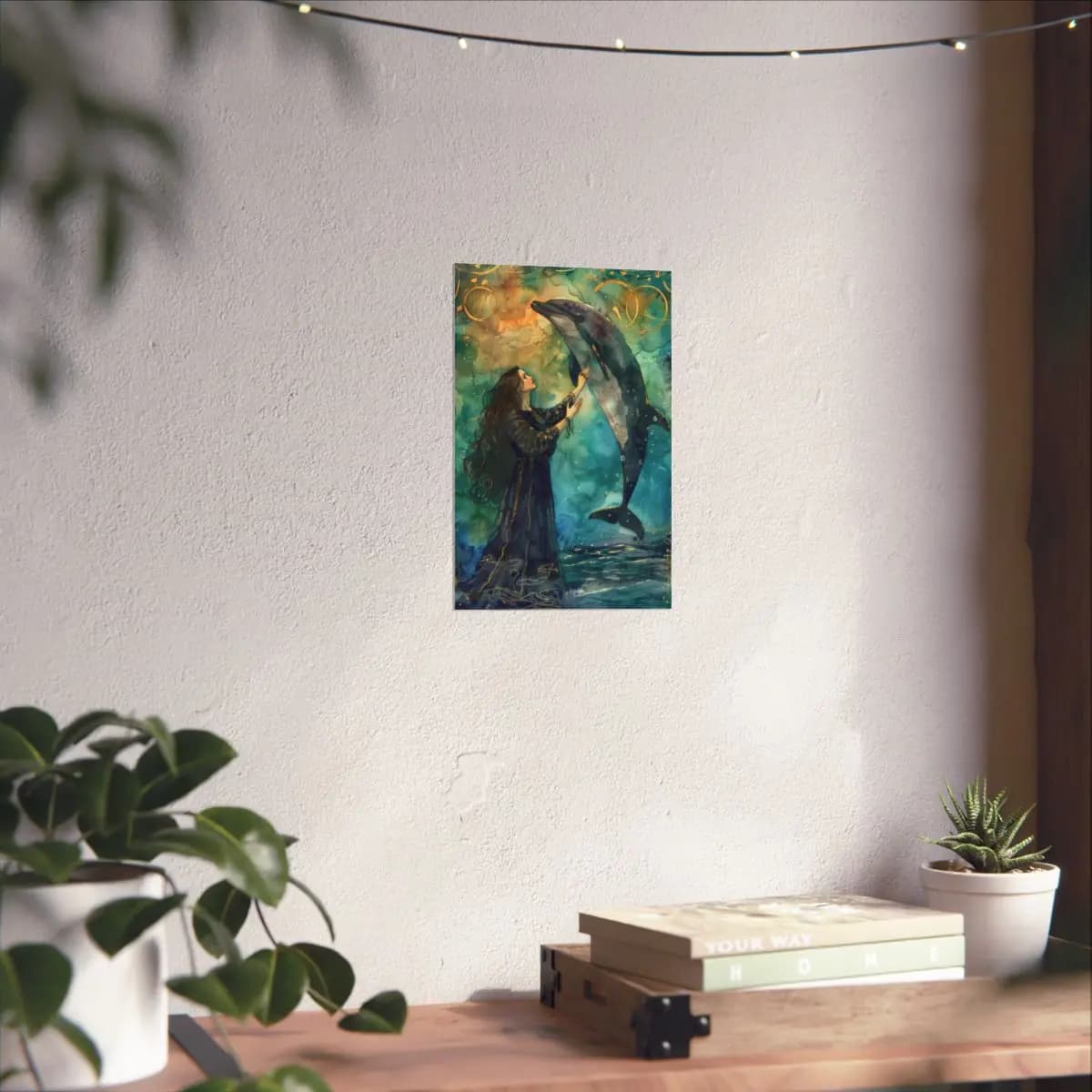 The Priestess and the Celestial Dolphin - Matte Vertical Posters mockup angle 6